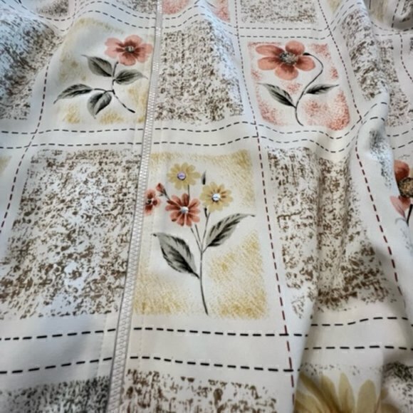 Alfred Dunner Jacket 16WP Floral Zip Up Lightweight Sunflower Beaded COTTAGECORE - Picture 8 of 10